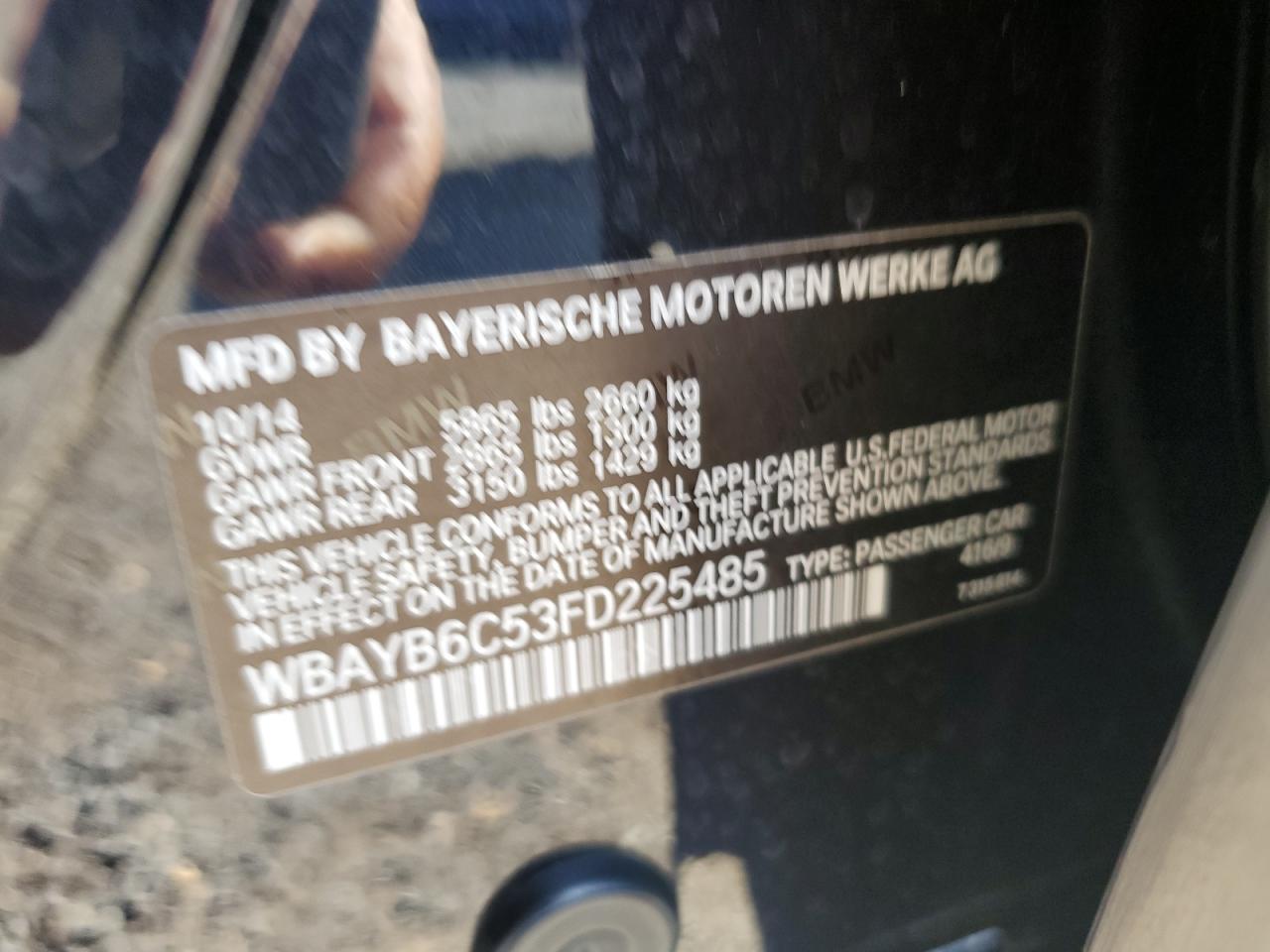 WBAYB6C53FD225485 2015 BMW 750 Xi