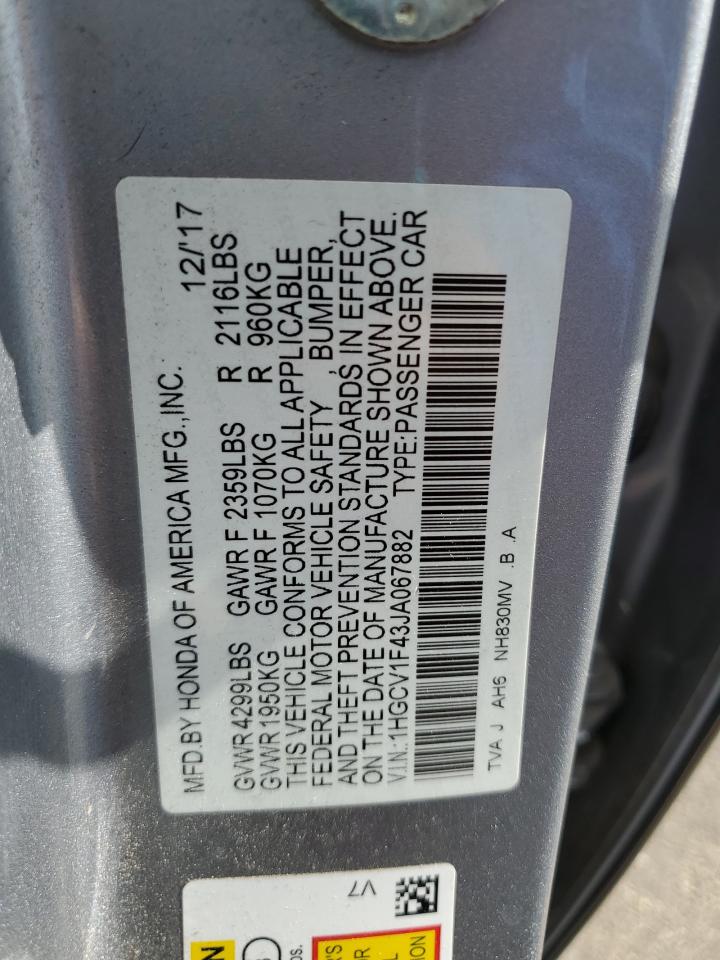 1HGCV1F43JA067882 2018 Honda Accord Ex