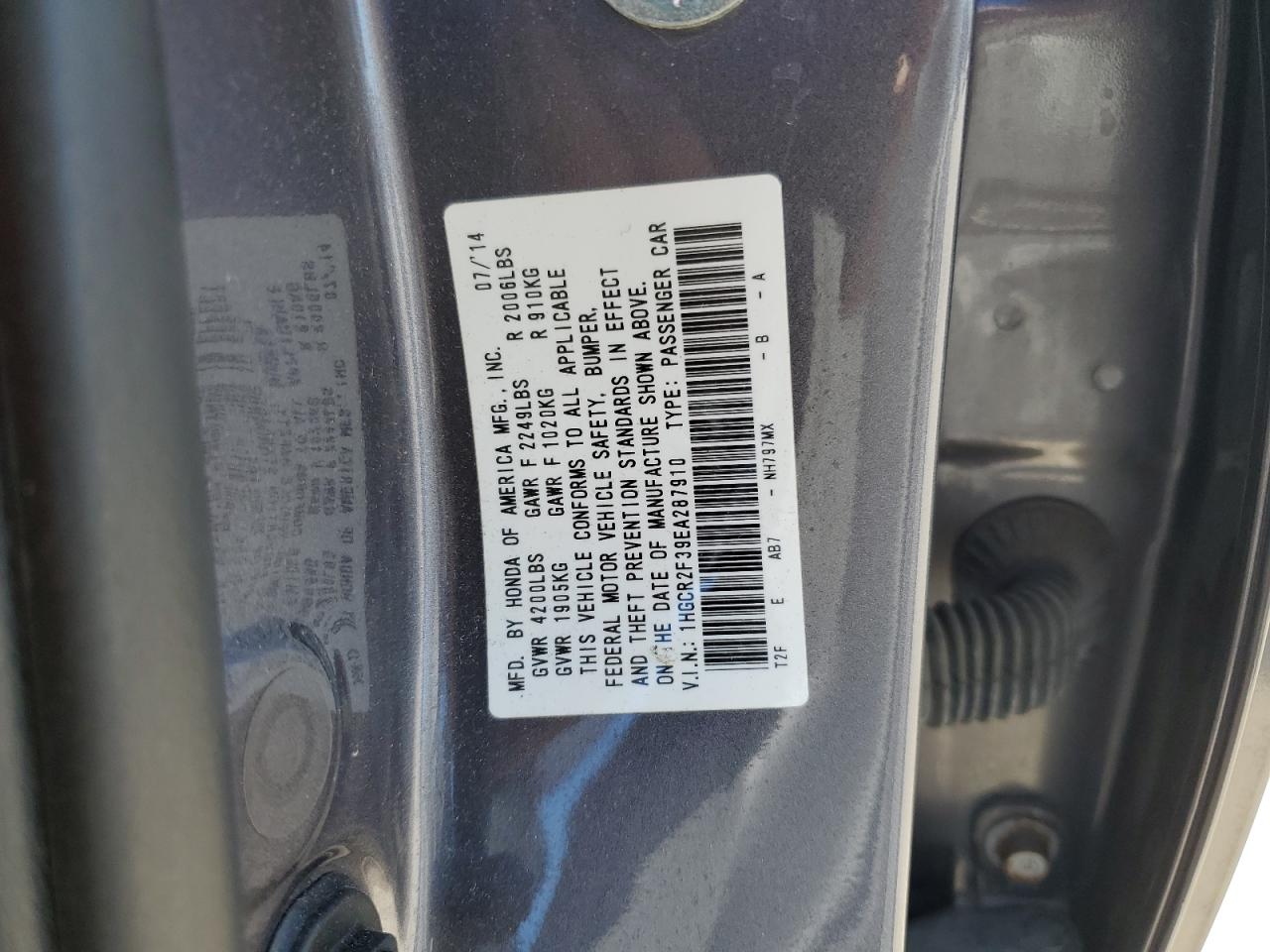 1HGCR2F39EA287910 2014 Honda Accord Lx