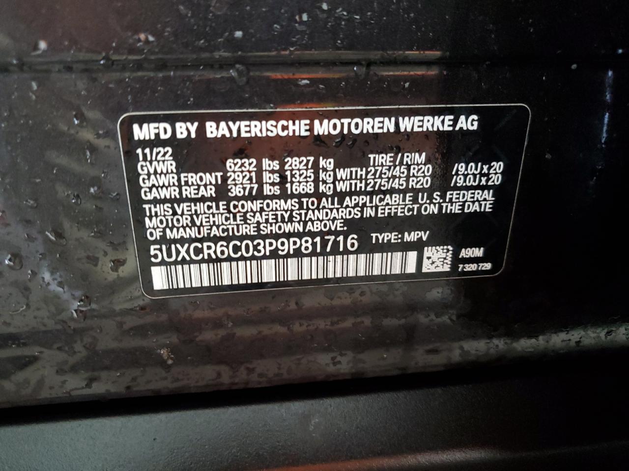 5UXCR6C03P9P81716 2023 BMW X5 xDrive40I