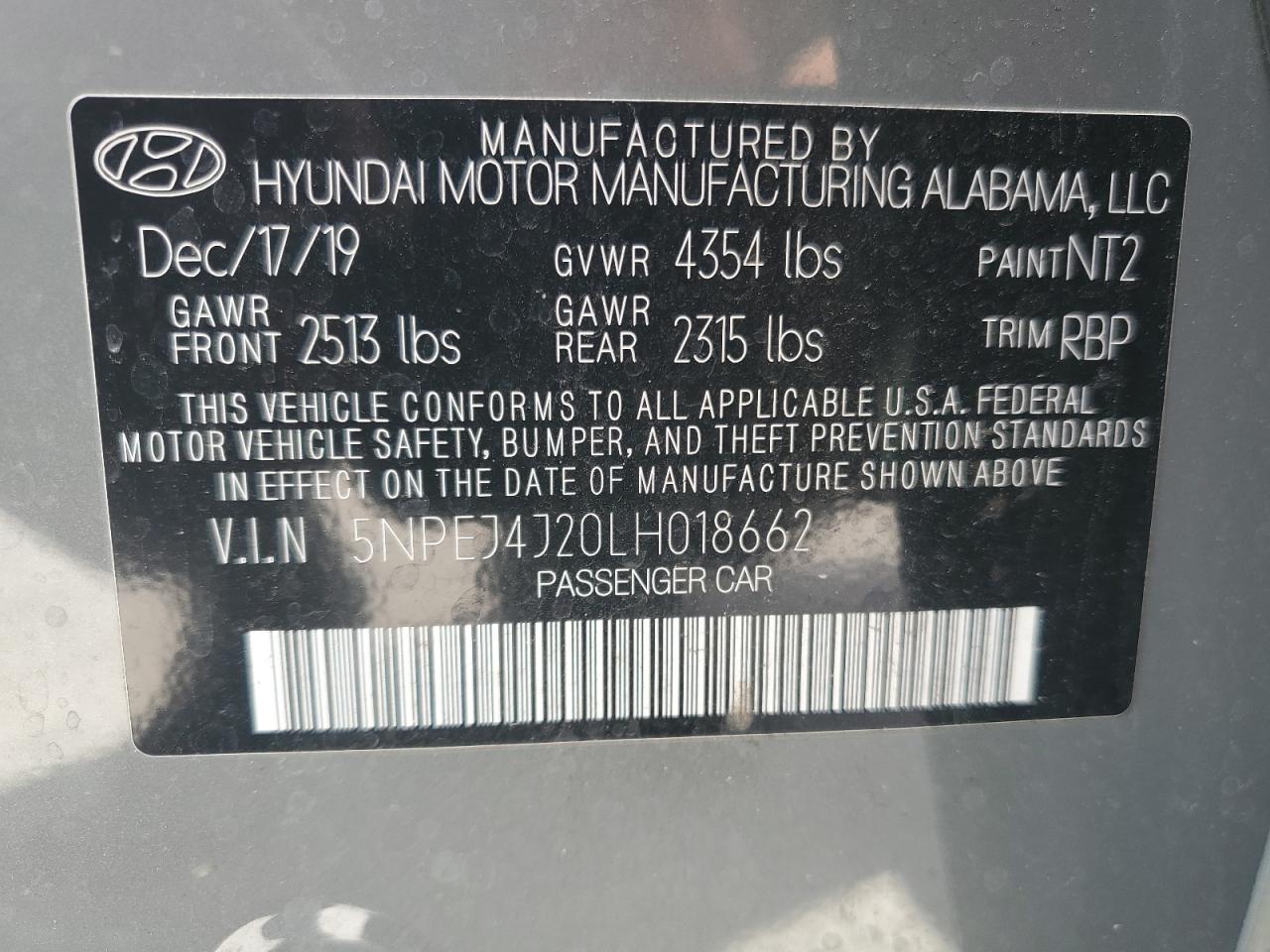 5NPEJ4J20LH018662 2020 Hyundai Sonata Sel Plus