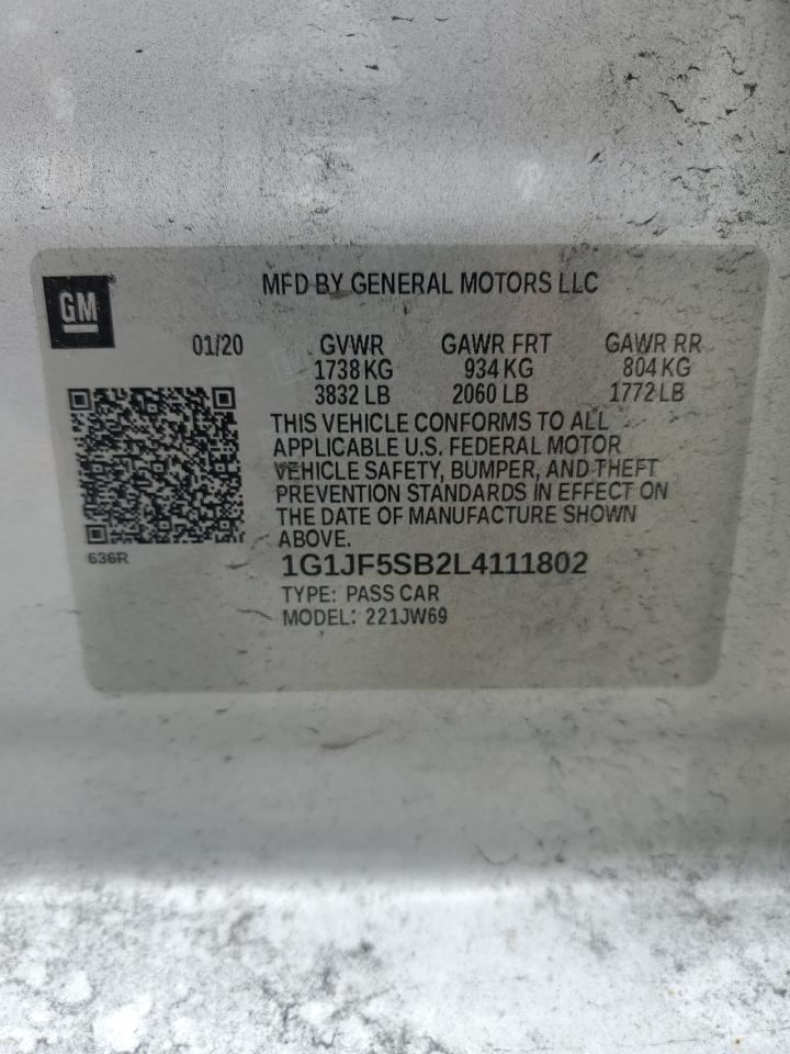 1G1JF5SB2L4111802 2020 Chevrolet Sonic Premier