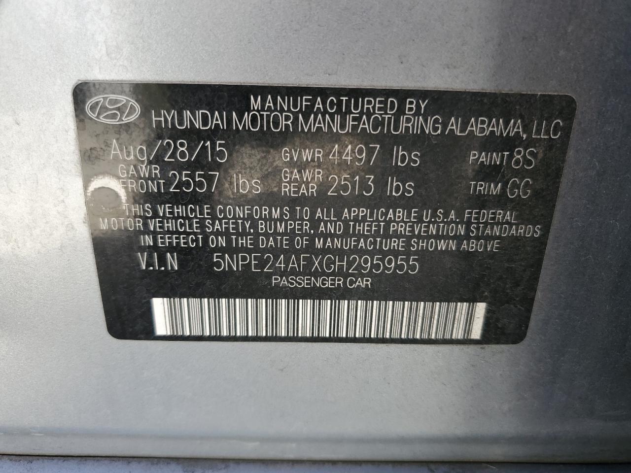 5NPE24AFXGH295955 2016 Hyundai Sonata Se