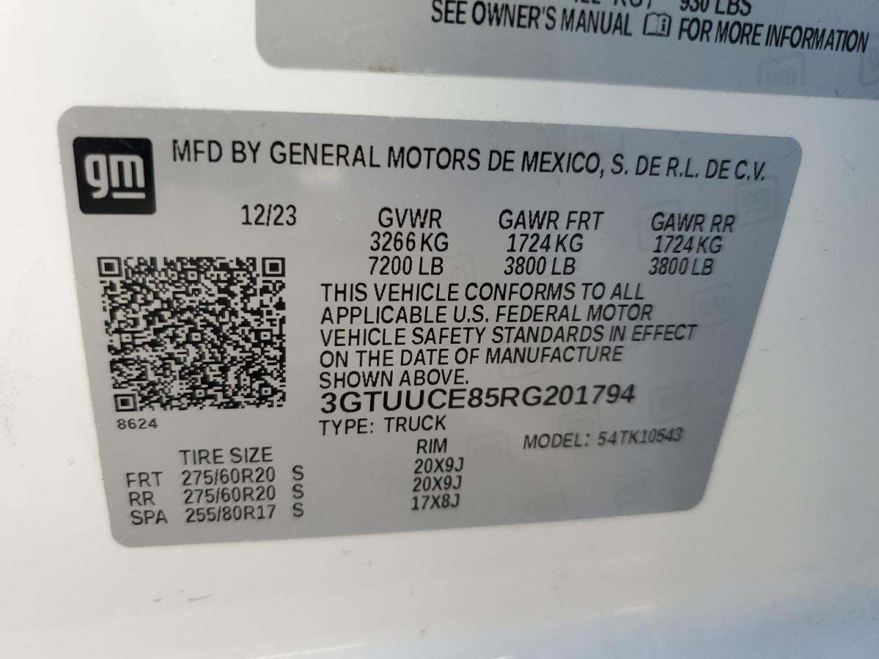 3GTUUCE85RG201794 2024 GMC Sierra K1500 Elevation