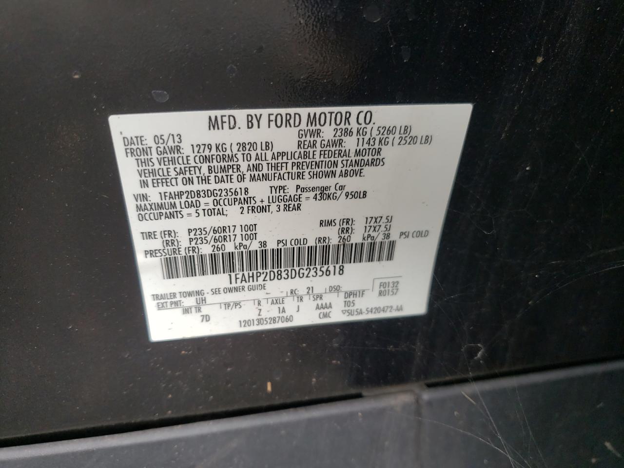 1FAHP2D83DG235618 2013 Ford Taurus Se