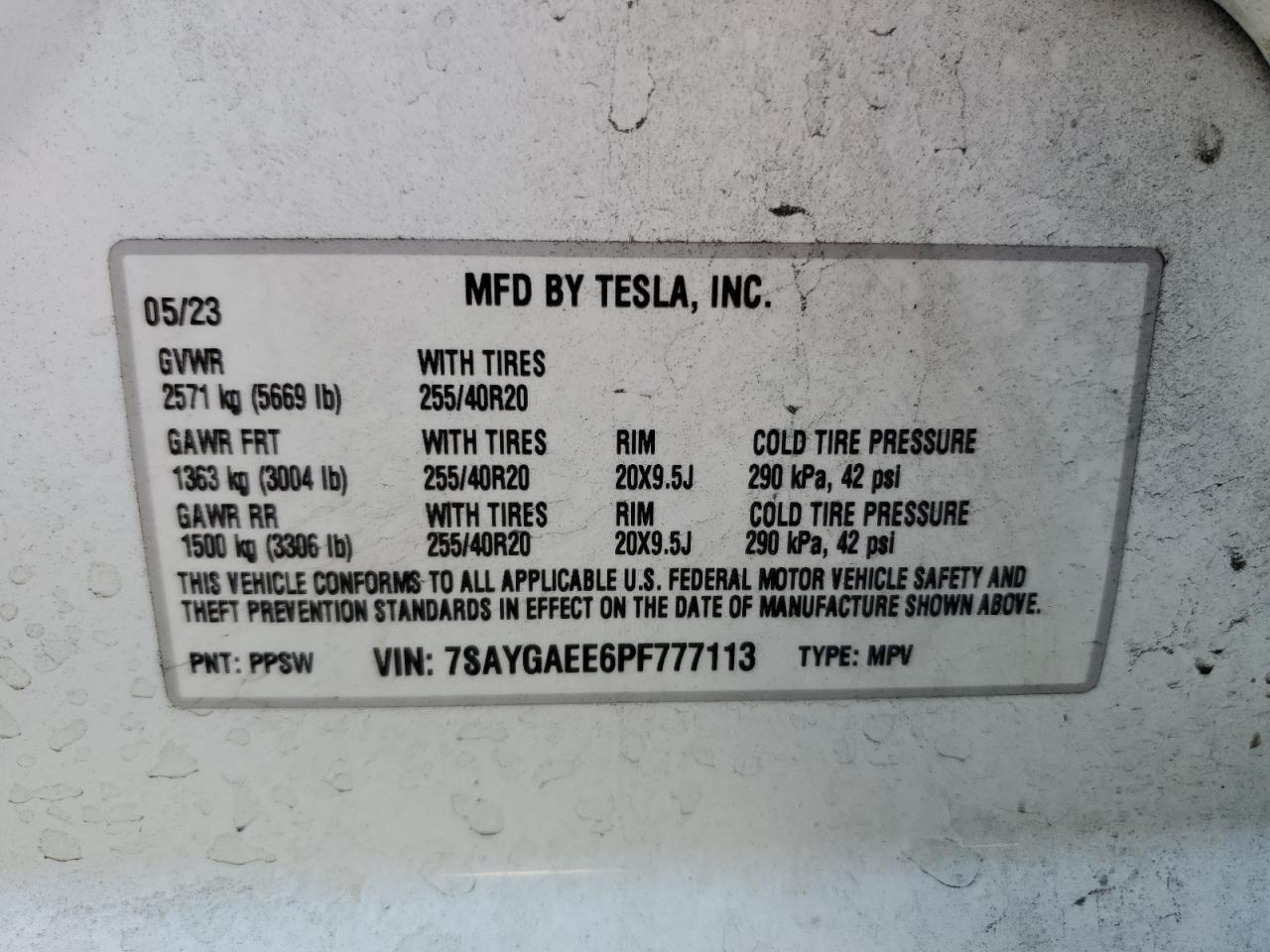 7SAYGAEE6PF777113 2023 Tesla Model Y