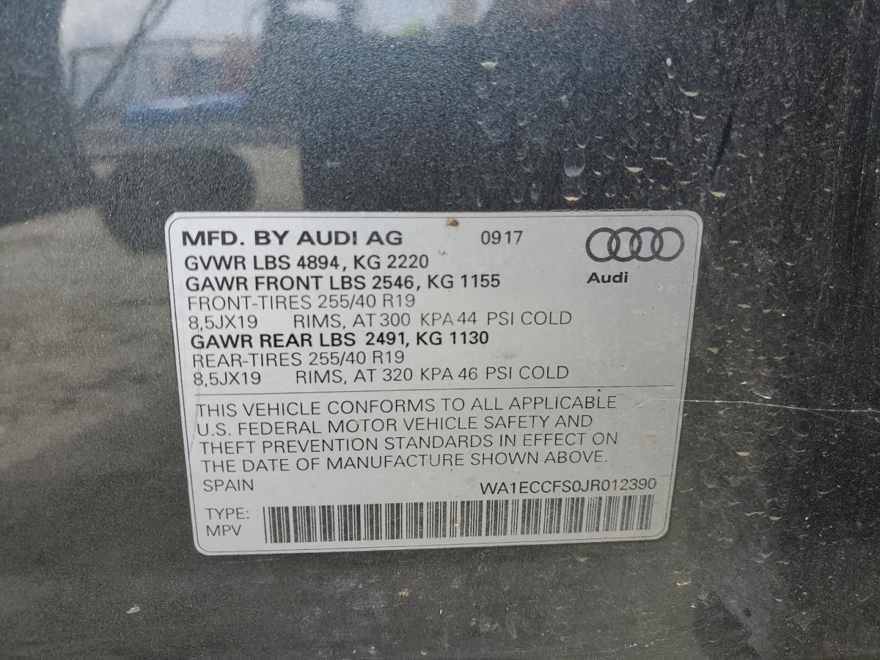 2018 Audi Q3 Premium VIN: WA1ECCFS0JR012390 Lot: 71567634