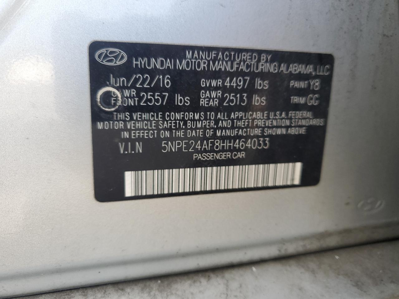 5NPE24AF8HH464033 2017 Hyundai Sonata Se