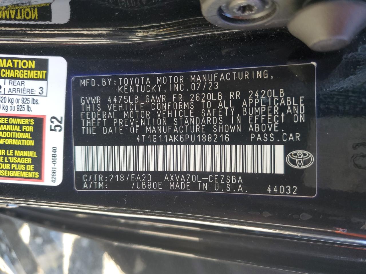 4T1G11AK6PU188216 2023 TOYOTA CAMRY - Image 14