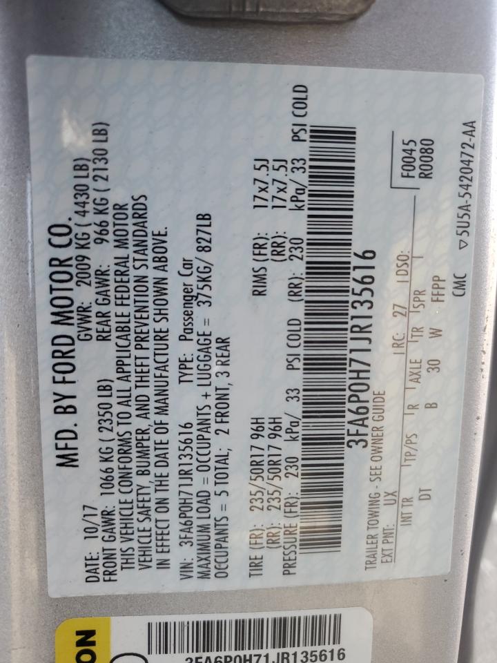 3FA6P0H71JR135616 2018 FORD FUSION - Image 13