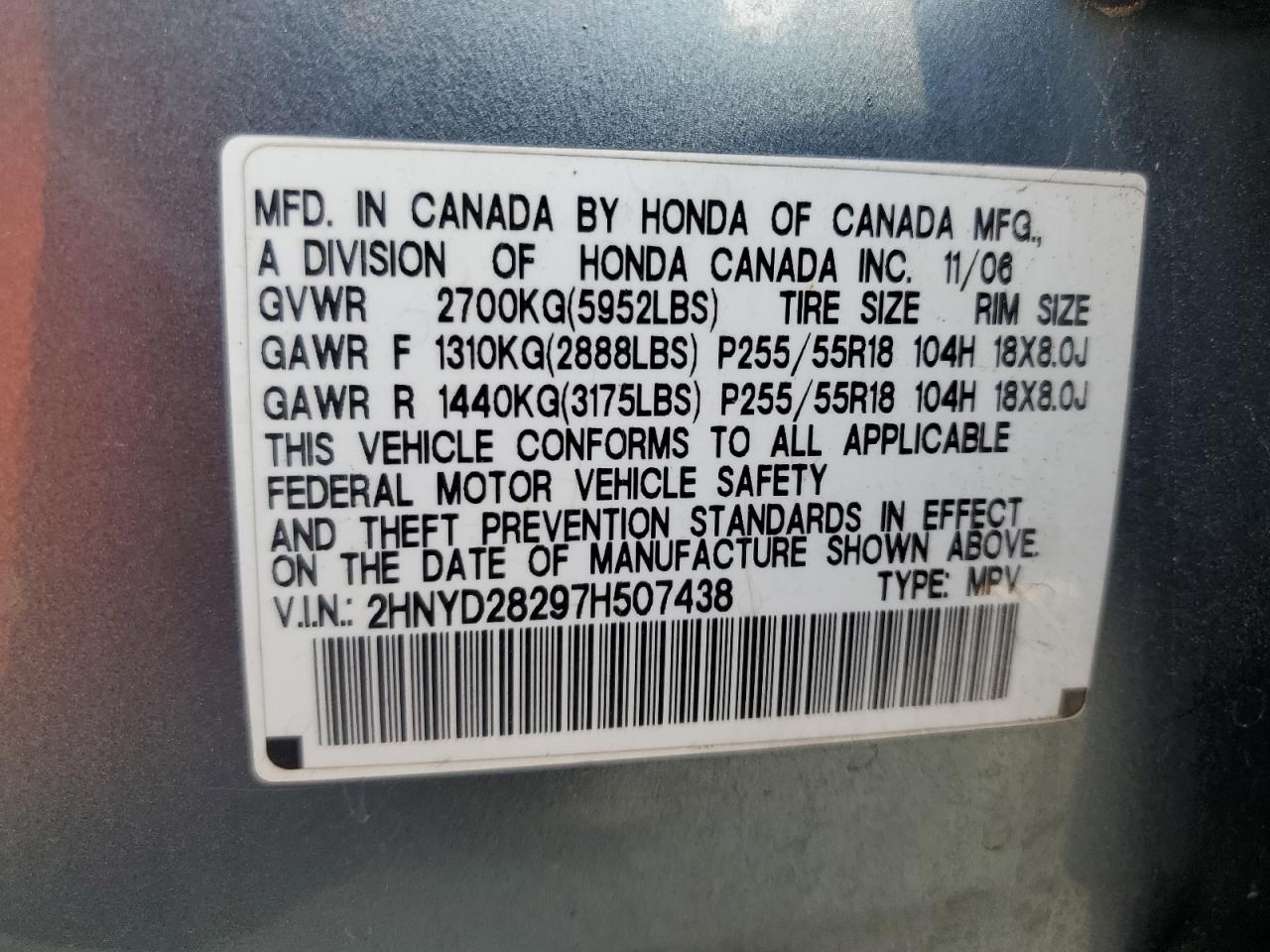 2HNYD28297H507438 2007 Acura Mdx