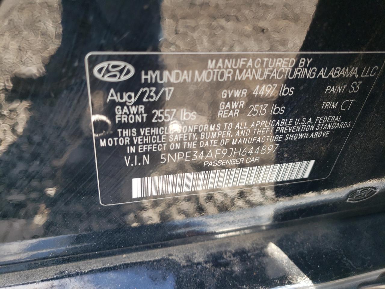 5NPE34AF9JH644897 2018 Hyundai Sonata Sport