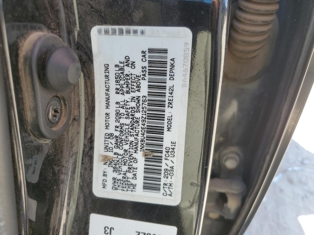 1NXBU40E49Z125763 2009 Toyota Corolla Base