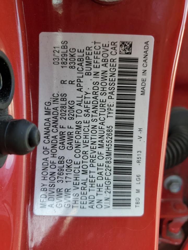 2HGFC2F83MH552685 2021 Honda Civic Sport 2HGFC2F83MH552685 2021 Honda Civic Sport