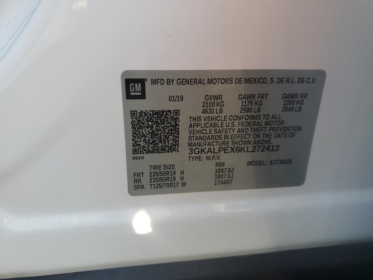 3GKALPEX6KL272413 2019 GMC Terrain Slt