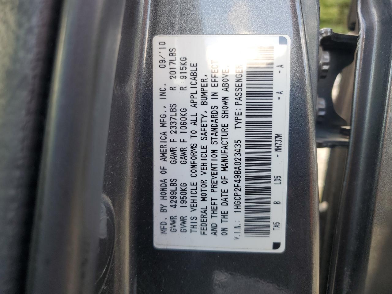 1HGCP2F49BA023435 2011 Honda Accord Lxp