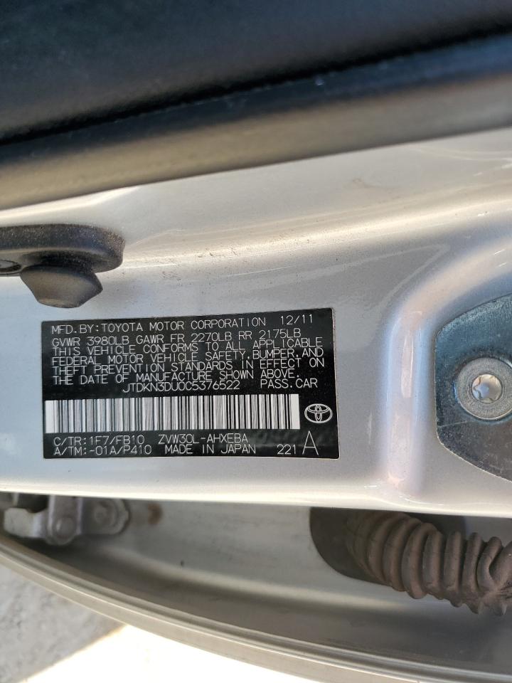 JTDKN3DU0C5376522 2012 Toyota Prius