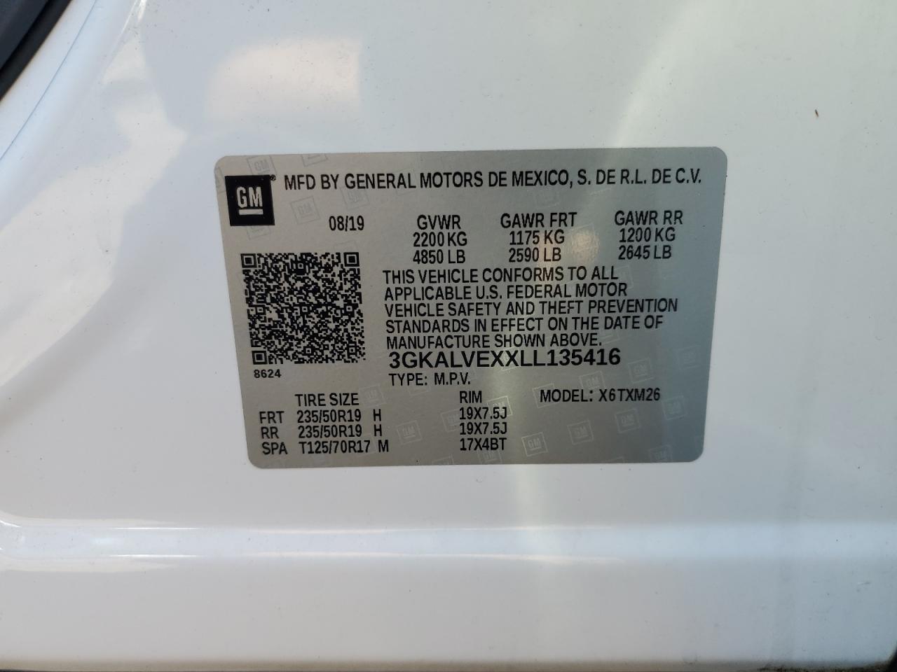 3GKALVEXXLL135416 2020 GMC Terrain Slt