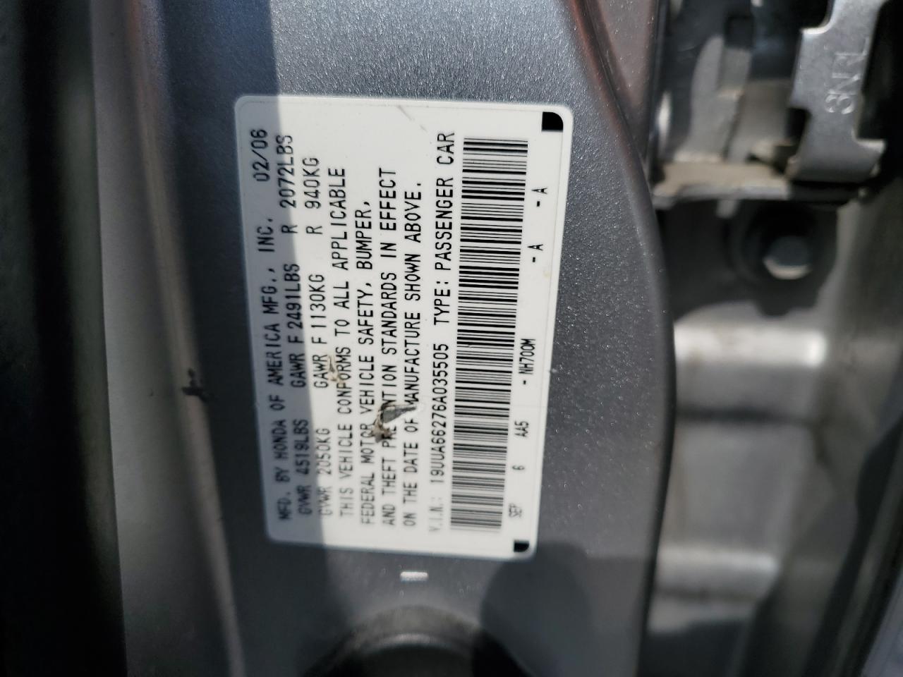 19UUA66276A035505 2006 Acura 3.2Tl