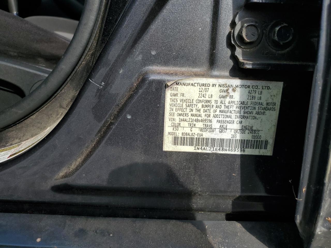 1N4AL21E48N469596 2008 Nissan Altima 2.5