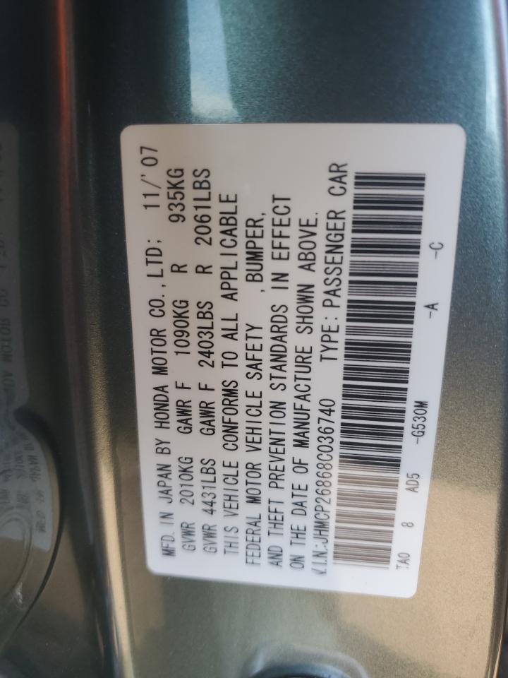 JHMCP26868C036740 2008 Honda Accord Exl