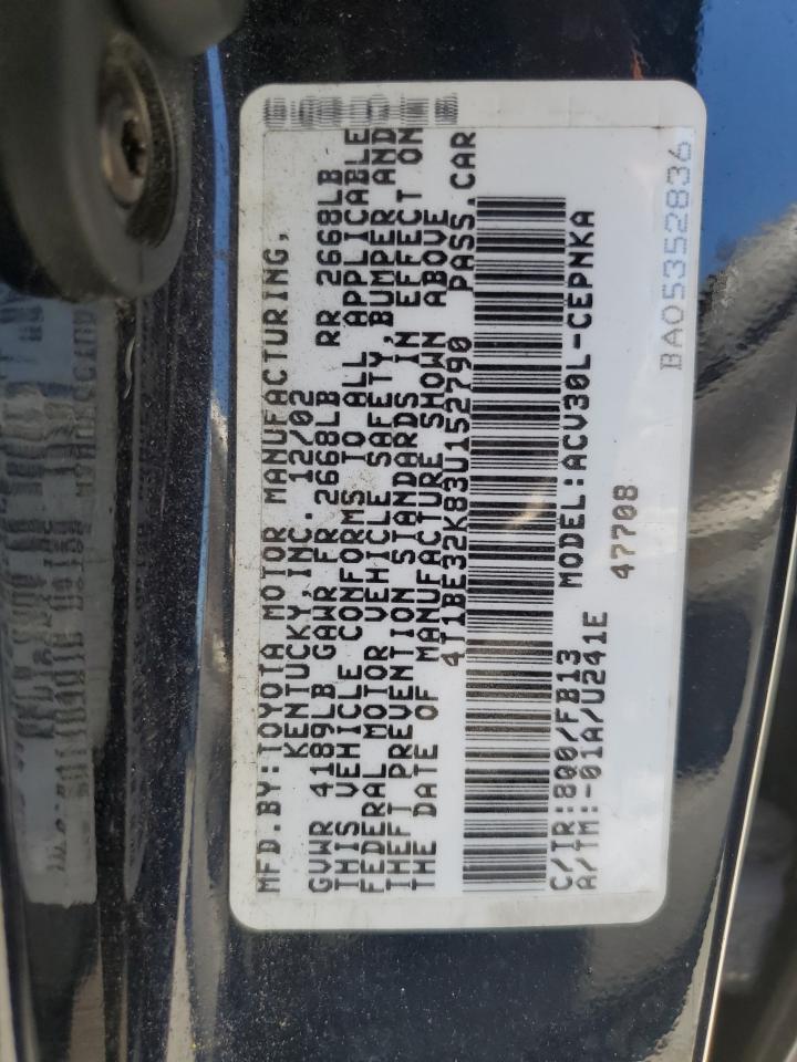 4T1BE32K83U152790 2003 Toyota Camry Le