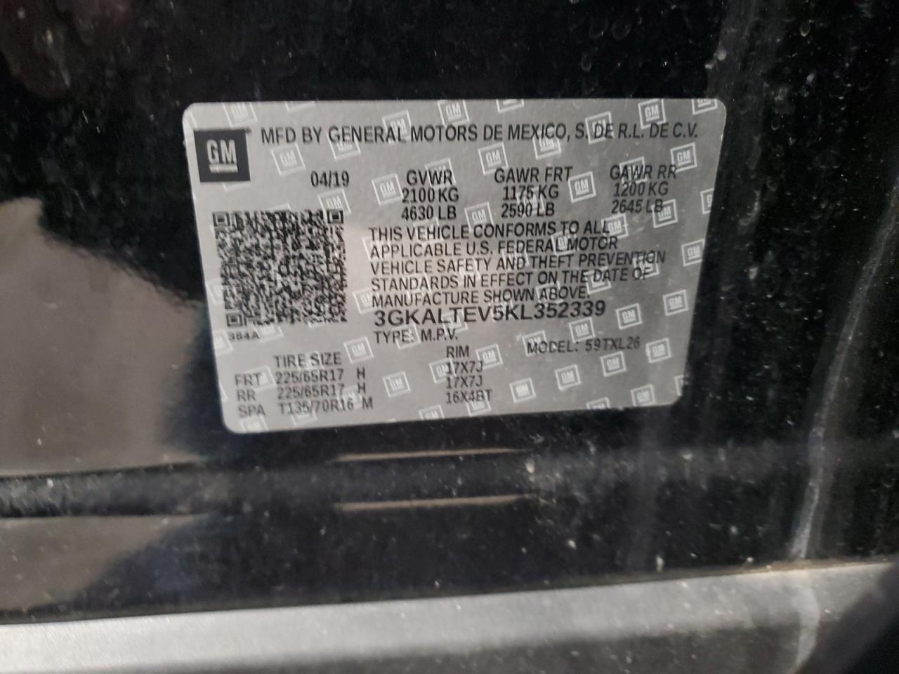 3GKALTEV5KL352339 2019 GMC Terrain Sle