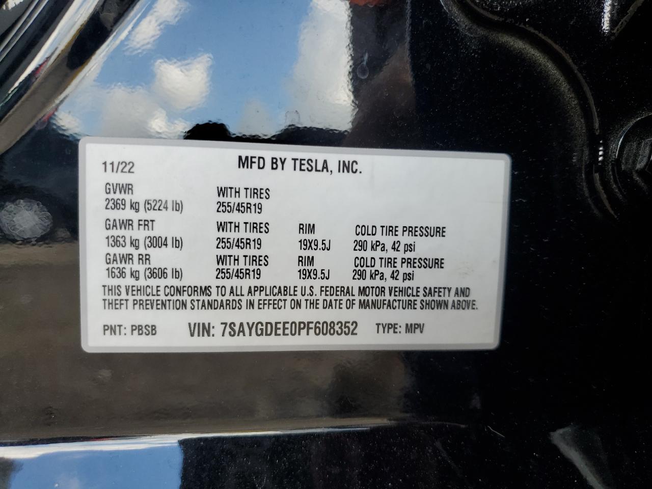 7SAYGDEE0PF608352 2023 Tesla Model Y