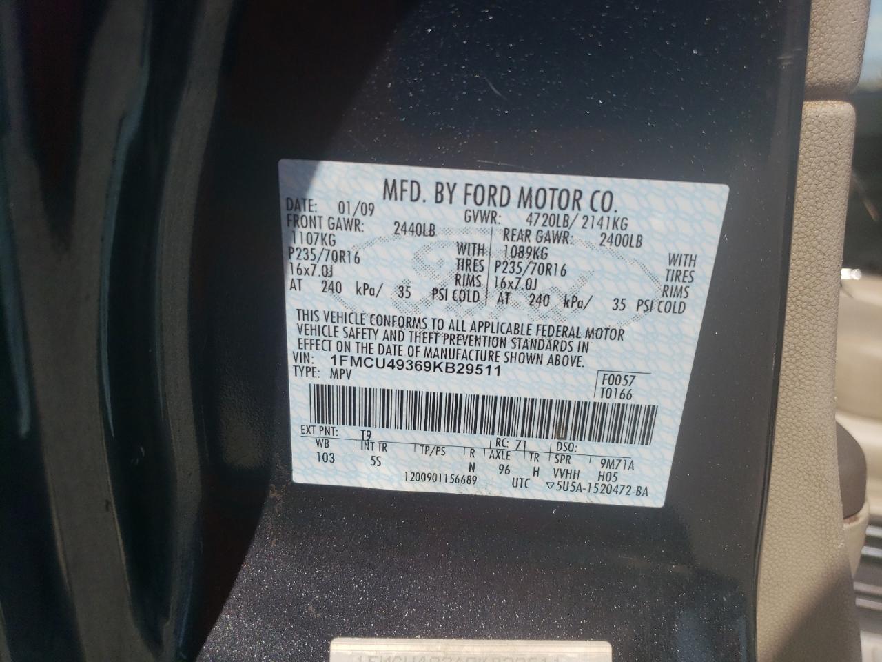 1FMCU49369KB29511 2009 Ford Escape Hybrid