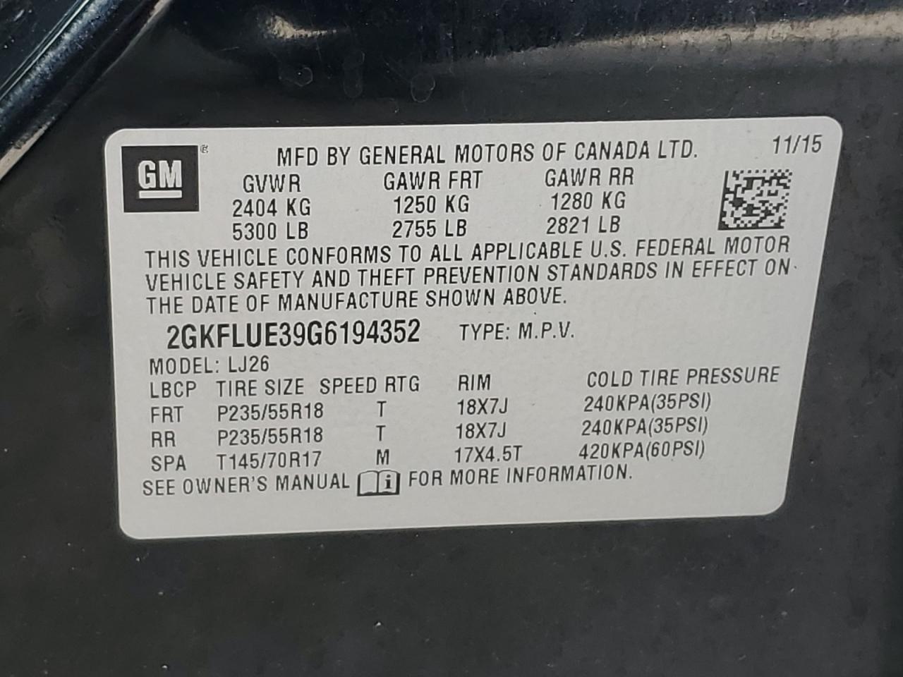 2GKFLUE39G6194352 2016 GMC Terrain Slt