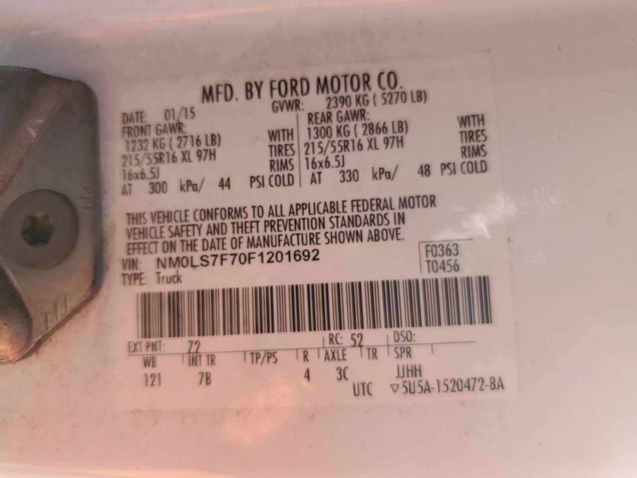 NM0LS7F70F1201692 2015 Ford Transit Connect Xlt