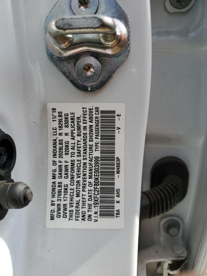 2019 Honda Civic Sport VIN: 19XFC2F80KE003999 Lot: 70877784