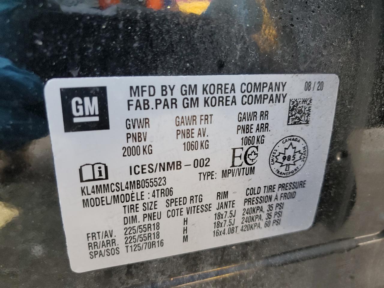 KL4MMCSL4MB055523 2021 Buick Encore Gx Preferred