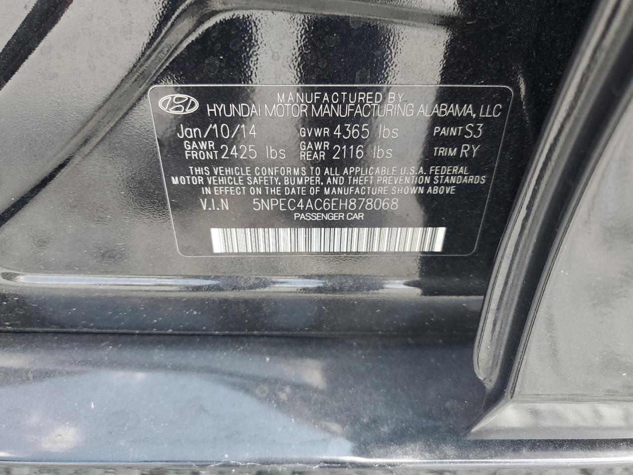 5NPEC4AC6EH878068 2014 Hyundai Sonata Se