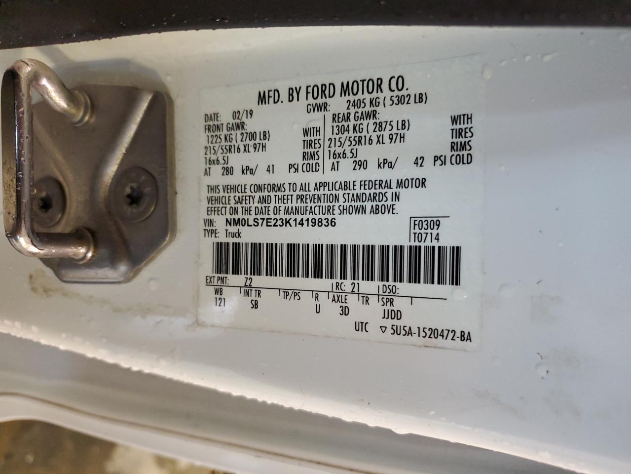 NM0LS7E23K1419836 2019 Ford Transit Connect Xl