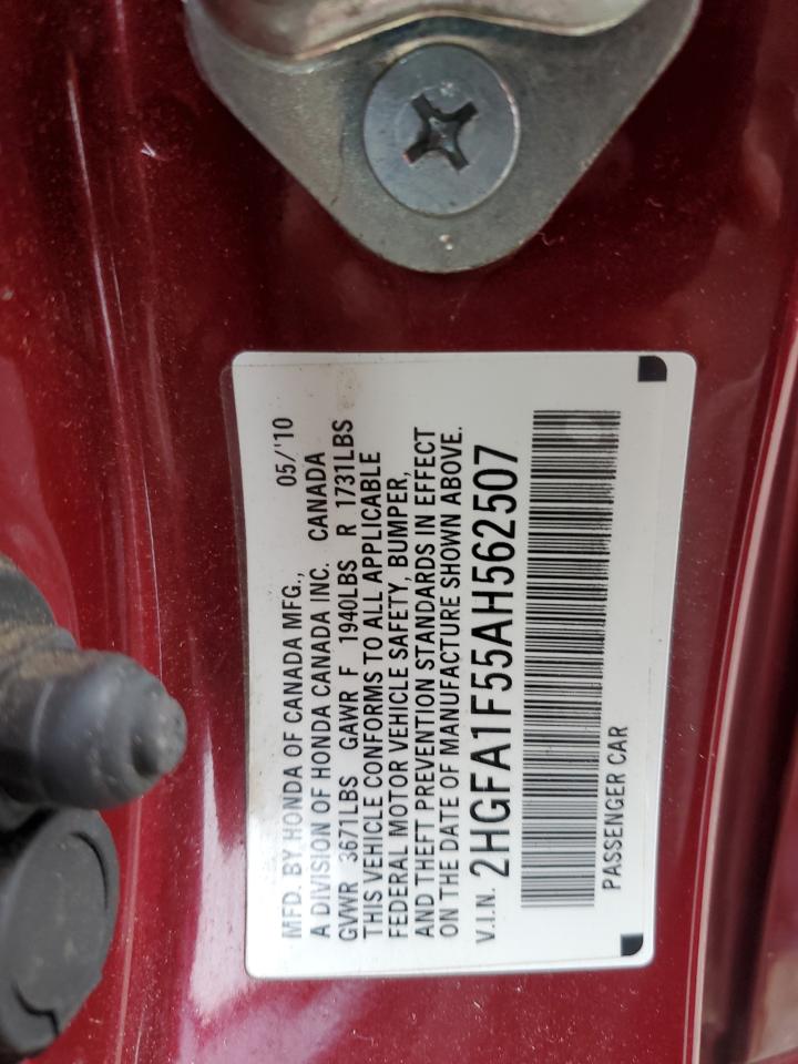 2010 Honda Civic Lx VIN: 2HGFA1F55AH562507 Lot: 71286164
