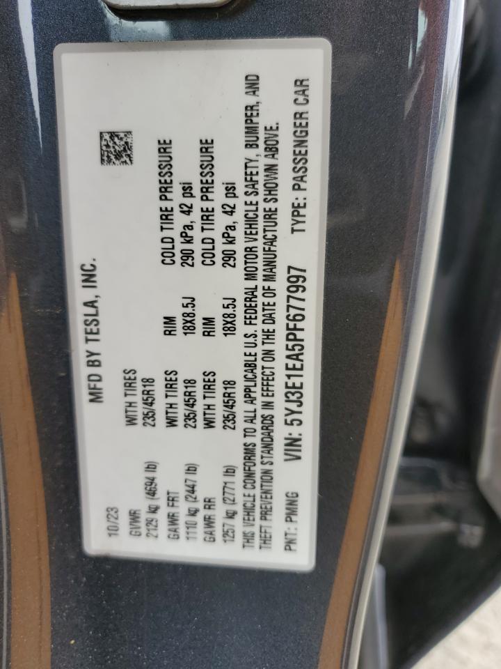 5YJ3E1EA5PF677997 2023 Tesla Model 3