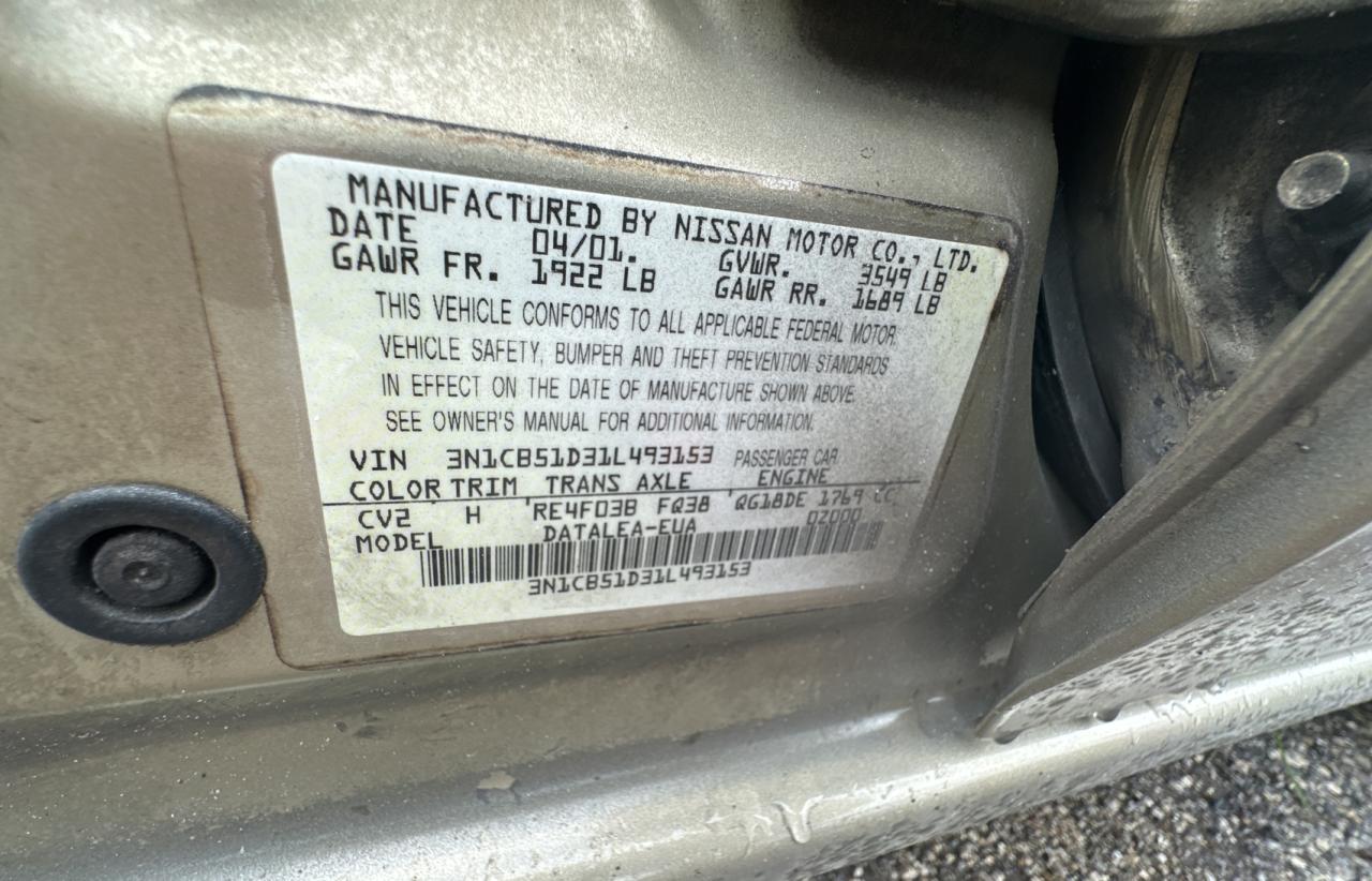 3N1CB51D31L493153 2001 Nissan Sentra Xe