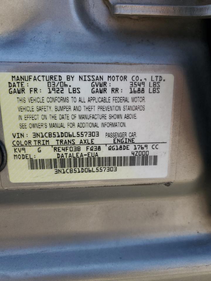 3N1CB51D06L557303 2006 Nissan Sentra 1.8