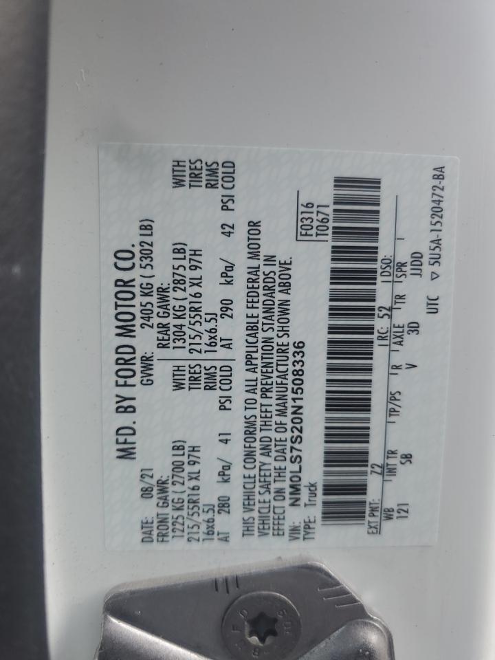 2022 Ford Transit Connect Xl VIN: NM0LS7S20N1508336 Lot: 71084704