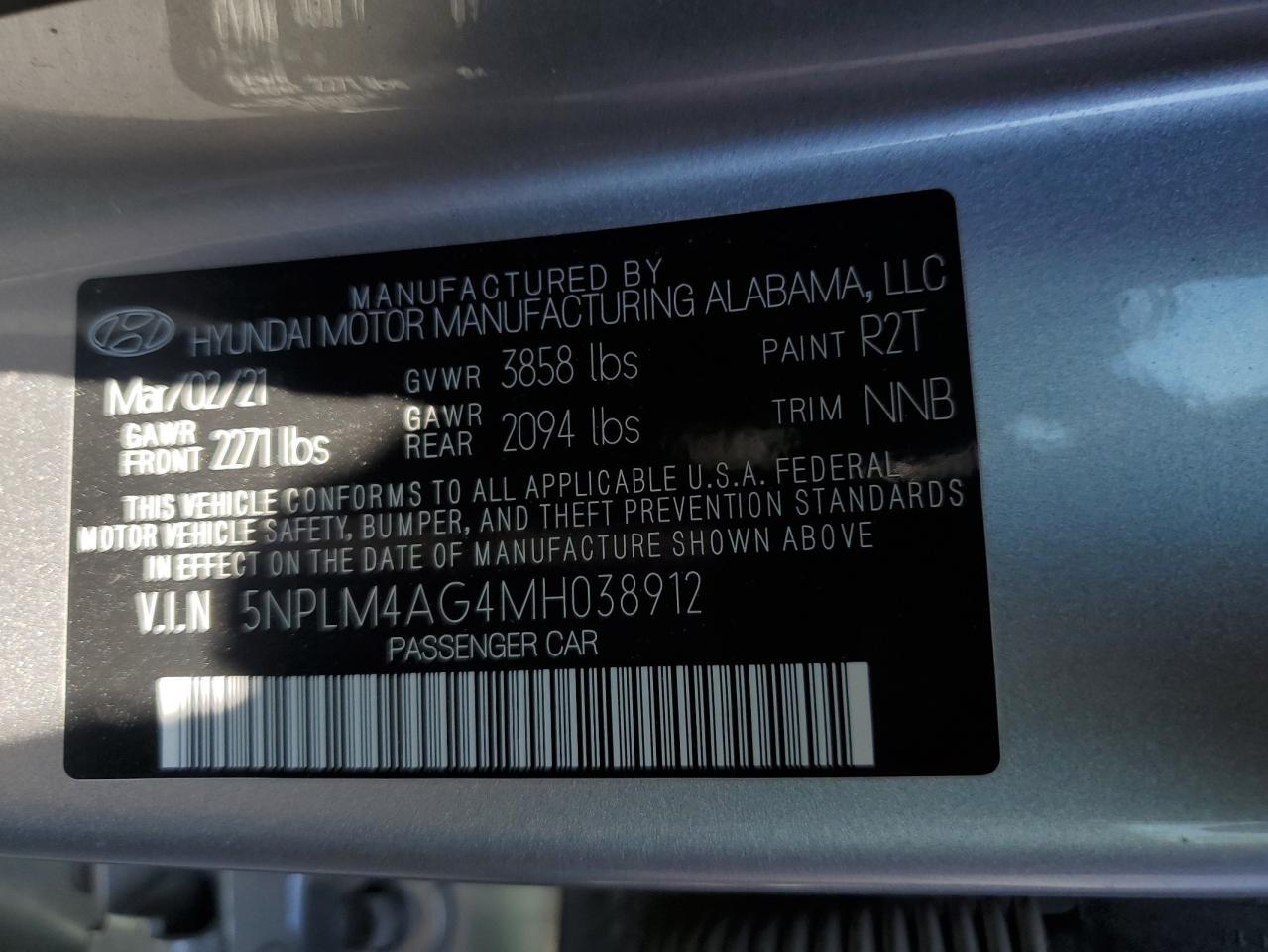 5NPLM4AG4MH038912 2021 Hyundai Elantra Sel