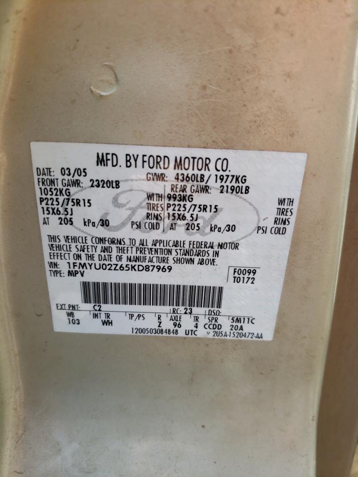 2005 Ford Escape Xls VIN: 1FMYU02Z65KD87969 Lot: 73240084