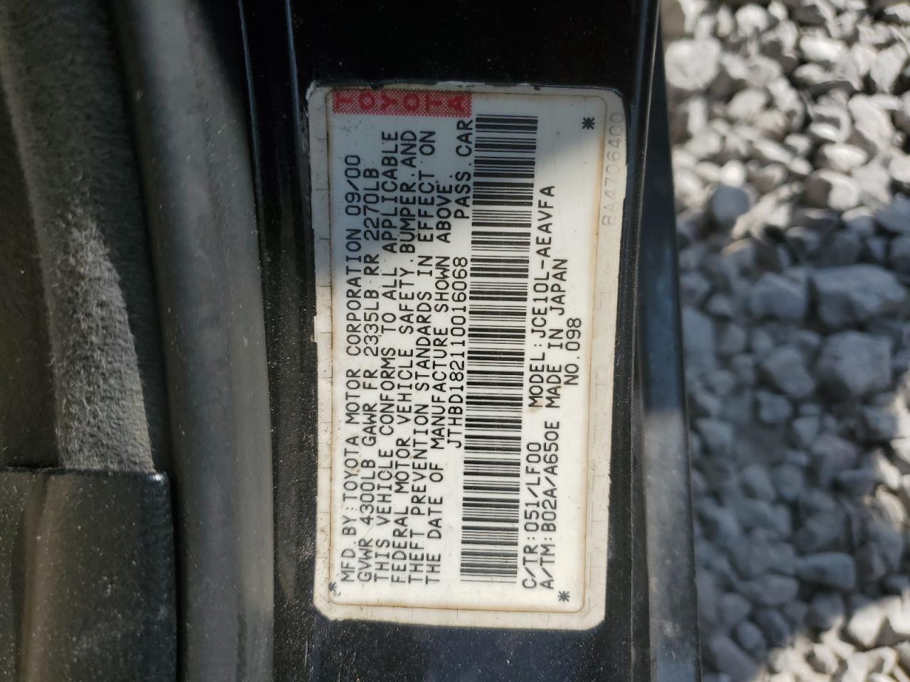 JTHBD182110016068 2001 Lexus Is 300