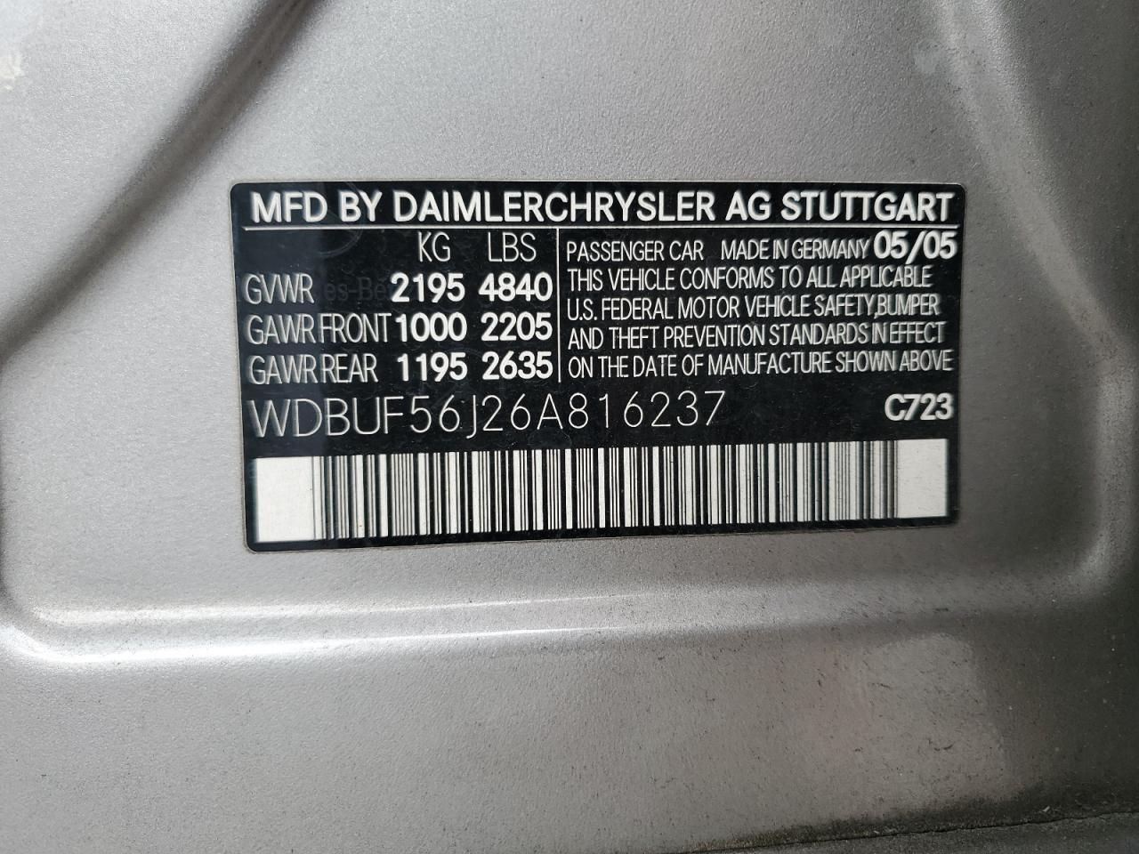 WDBUF56J26A816237 2006 Mercedes-Benz E 350