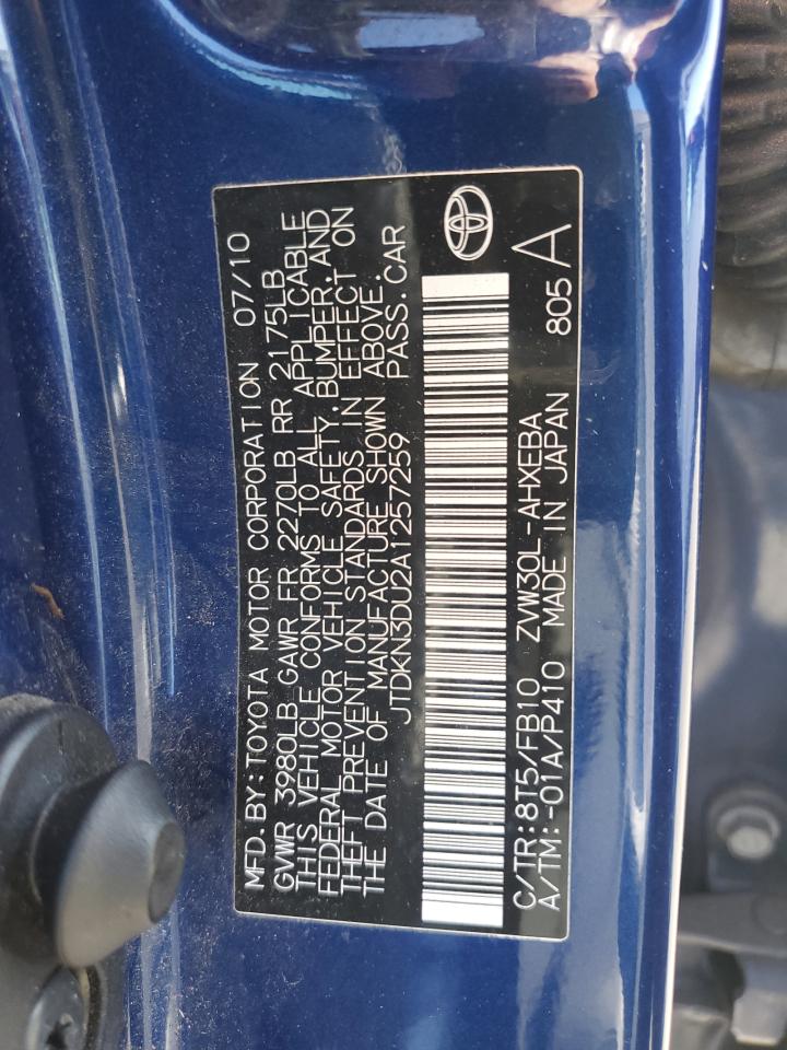 JTDKN3DU2A1257259 2010 Toyota Prius