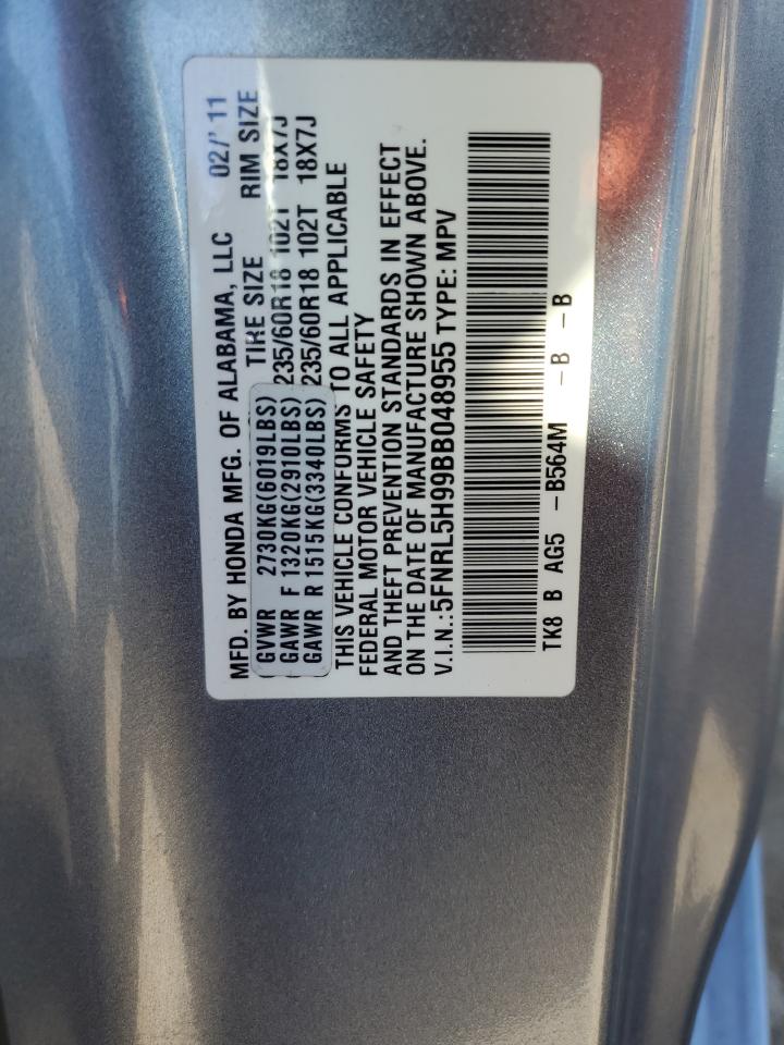 5FNRL5H99BB048955 2011 Honda Odyssey Touring