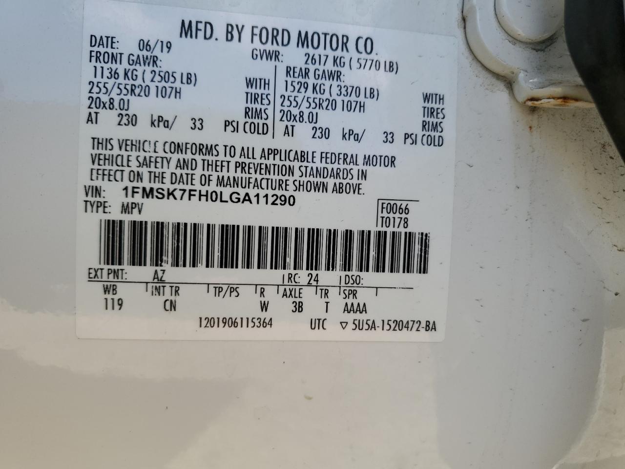 1FMSK7FH0LGA11290 2020 FORD EXPLORER - Image 14