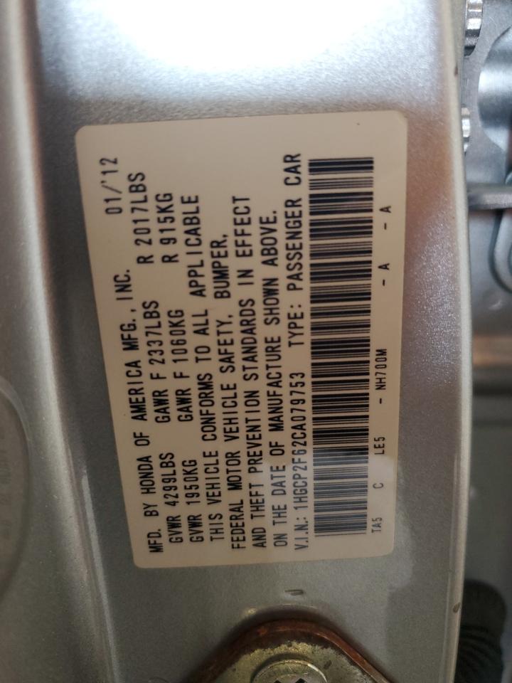 1HGCP2F62CA079753 2012 Honda Accord Se