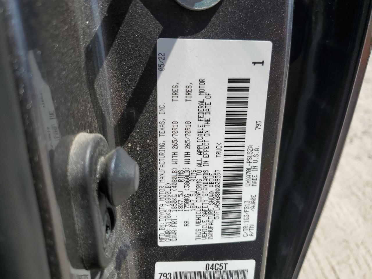 5TFLA5AB8NX009597 2022 Toyota Tundra Crewmax Sr