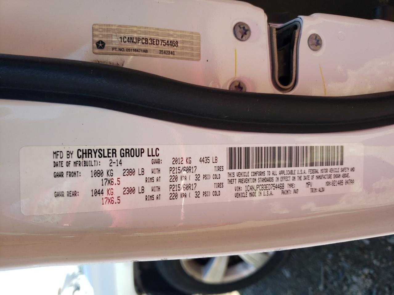 1C4NJPCB3ED754468 2014 Jeep Patriot Limited